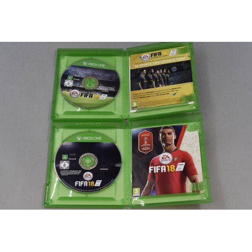 370 - Four X-Box One FIFA Games (2014, 15, 16, 18), With An Animation Themed Tablet Bag