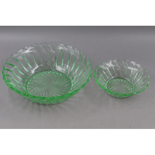 240 - Set of 4 Bagley Uranium Glass Bowls (Largest 21cm Dia)