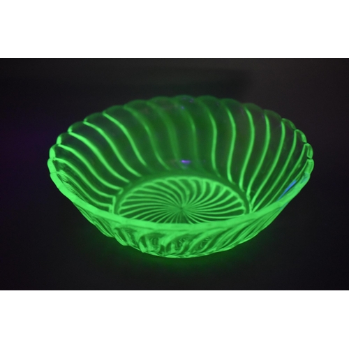 240 - Set of 4 Bagley Uranium Glass Bowls (Largest 21cm Dia)