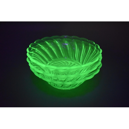 240 - Set of 4 Bagley Uranium Glass Bowls (Largest 21cm Dia)