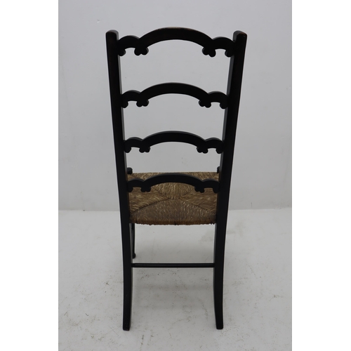 530 - Pair of Matching Mid Century Spanish Style Rattan Based Ladder Back Chairs Sitting on Bobbin Turned ... 