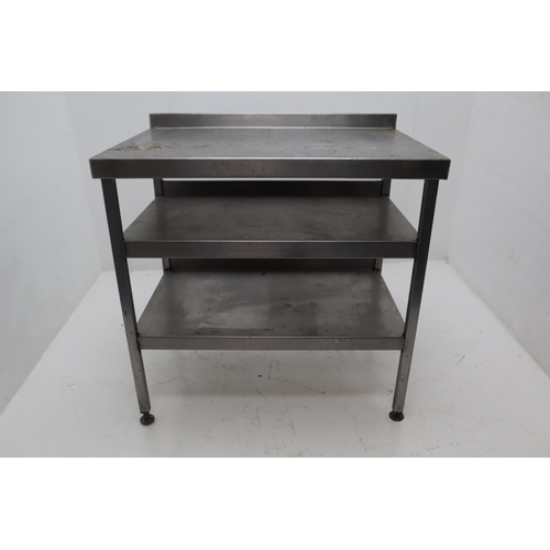 533 - Industrial Stainless Steel Table with Two Shelf Under storage sitting on Adjustable feet 36