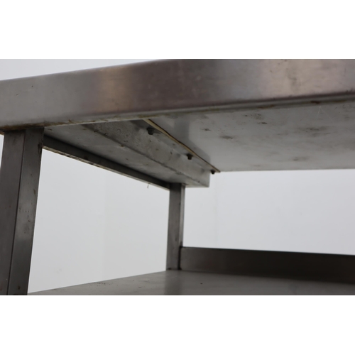 533 - Industrial Stainless Steel Table with Two Shelf Under storage sitting on Adjustable feet 36