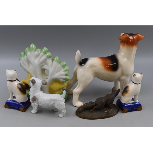 257 - A Selection of Animal Figures, Includes Melba Ware Jack Russell, Brass Fox and More.