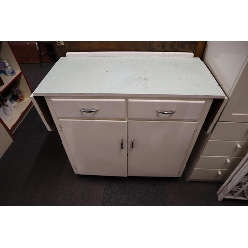 536 - Vintage Formica Topped Kitchenette Unit with Drop leaf Sides and Two Drawers over one Cupboard appro... 