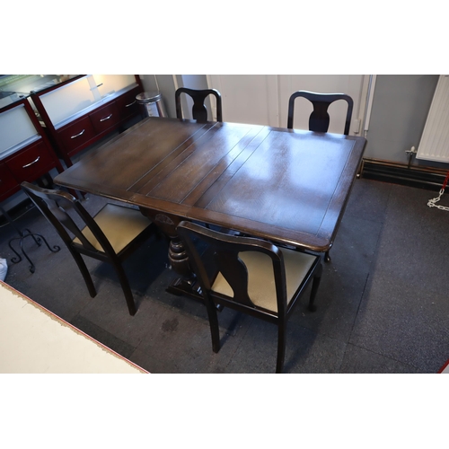 559 - Vintage English Gate Leg Drop Leaf Table with Four Matching Sprung Based Chairs Standing Proudly on ... 