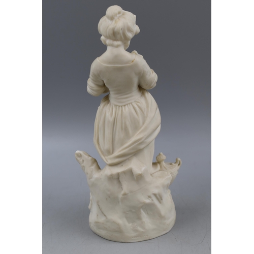 265 - Copeland White Figure of Young Girl with Lamb (22cm) a/f