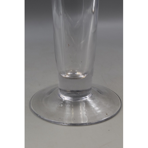 602 - Tall Clear Glass Tapered Square Glass Vase on Circular Glass Base, approx 23