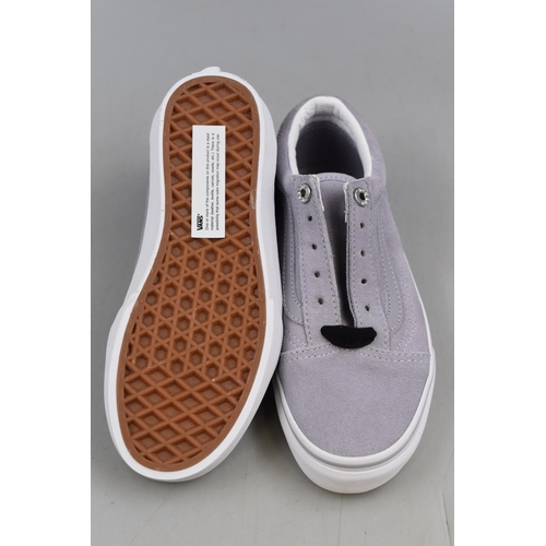 589 - Two Pairs of Vans Shoes, Inlcudes Lilac Size 1 and Black Size 3.5