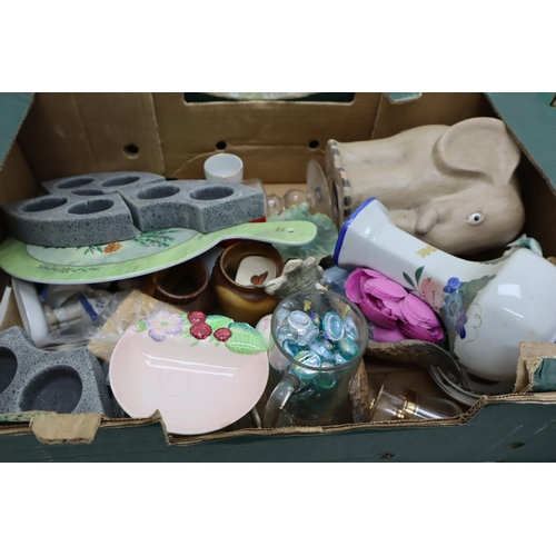 641 - Five Boxes of Assorted Household Items. Includes Glassware, Wedgwood, Lamps and Much More.