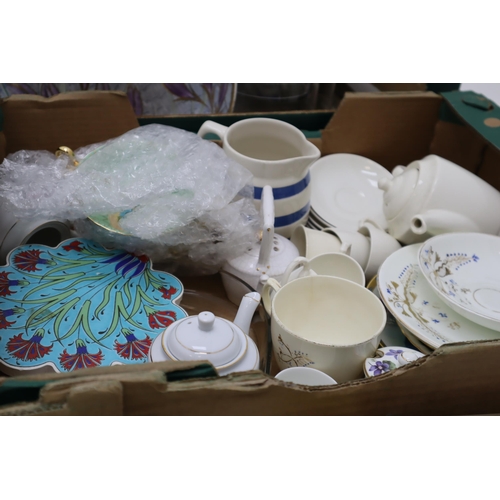 641 - Five Boxes of Assorted Household Items. Includes Glassware, Wedgwood, Lamps and Much More.