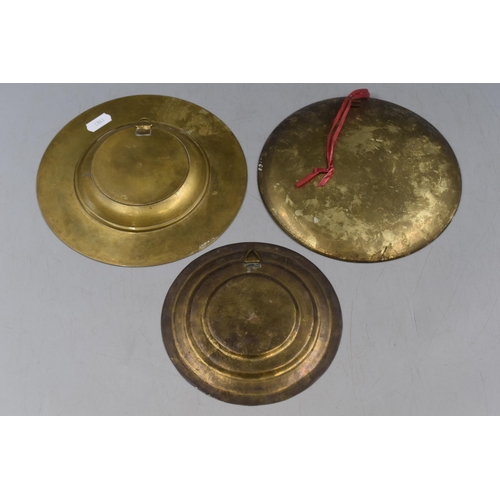 620 - Mixed Selection Of 3 Different Styles Of Middle-Eastern Brass Wall Decoration Plates