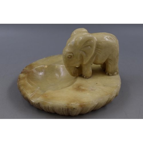 631 - Onyx Marble Ashtray Collection 3 Pieces including Elephant