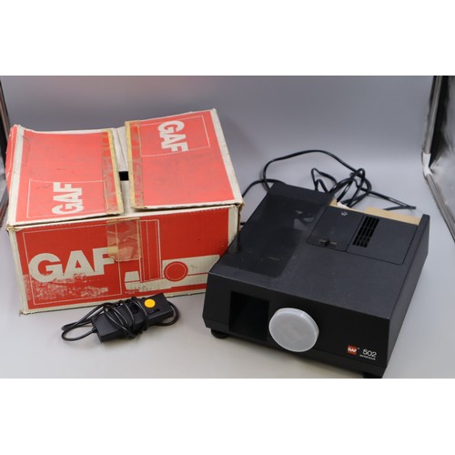 635 - Vintage Gaf Projector (powers on when tested) with German Reflecta Lux Projector Screen with Stand