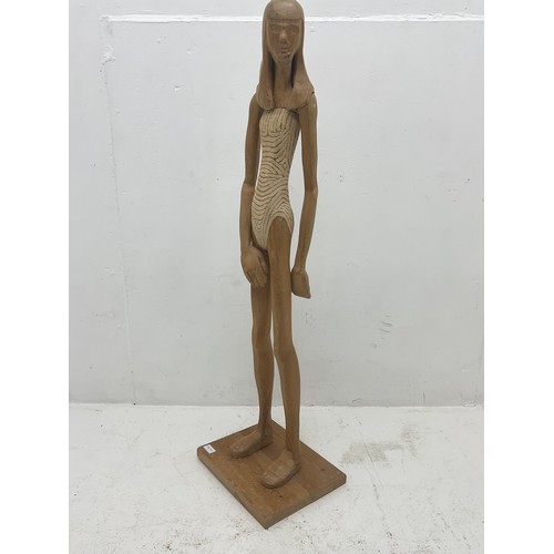 184A - Brian Lewis Handmade Wooden Sculpture (Height 46