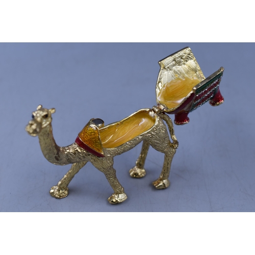 14 - An Enamelled Metal Camel Trinket Box, In Presentation Box.