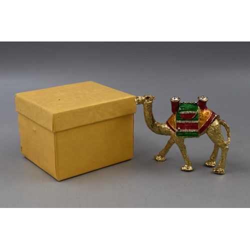 14 - An Enamelled Metal Camel Trinket Box, In Presentation Box.