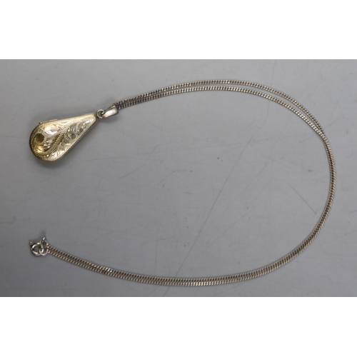 2 - Silver 925 Tear Drop Locket Pendant and Chain