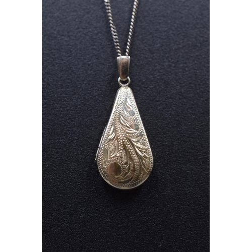 2 - Silver 925 Tear Drop Locket Pendant and Chain