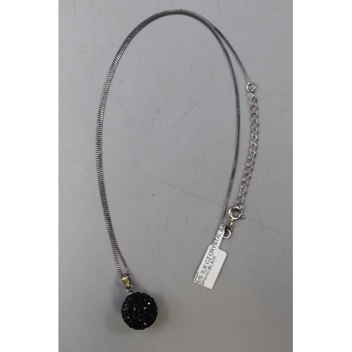 5 - Silver 925 Black Crystal Pendant on Silver 925 Chain