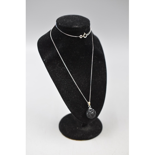 5 - Silver 925 Black Crystal Pendant on Silver 925 Chain