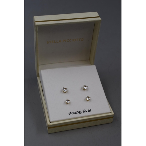 18 - Two Pairs of Stella Picciotto Sterling Silver Earrings Complete with Presentation case