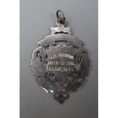 26 - A Silver Fob, Marked 'No. XI Squadron Inter-Section League 1945'. Approx 2