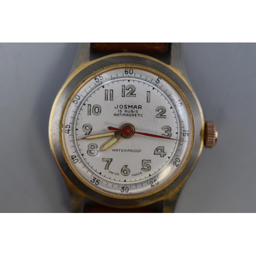 30 - Josmar 15 Rubis mechanical Watch with Leather Strap (Working)