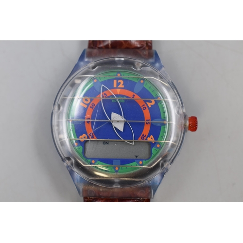 47 - Swatch (The Beep) Pager Watch with Leather Strap (Watch Working)