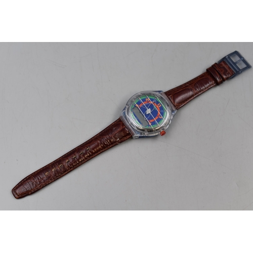 47 - Swatch (The Beep) Pager Watch with Leather Strap (Watch Working)