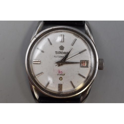 48 - Titoni 25 Jewels Automatic Gents date watch with Leather Strap (Working)