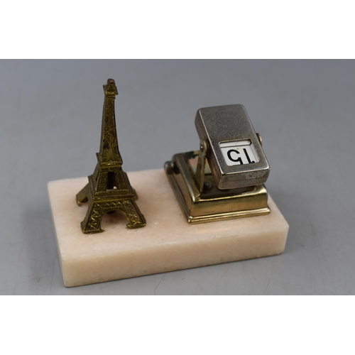 82 - A French Perpetual Calendar, Depicting Paris. On Marble Base, Approx 4