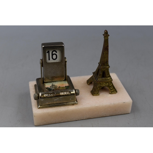 82 - A French Perpetual Calendar, Depicting Paris. On Marble Base, Approx 4