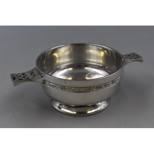 84 - Celtic Pewter Quaich Whisky Tasting Bowl Loving Cup 2.5