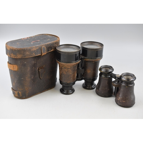 263 - A Pair of Early 20th Century Binoculars in Leather Case, And A Pair of Opera Glasses.