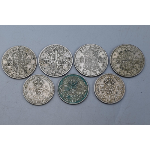 113 - A Selection of Ten George VI Half Crowns and Six Florins.