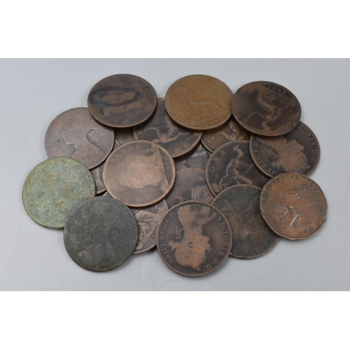 114 - A Selection of Twenty Victoria Young Head Penny Coins.