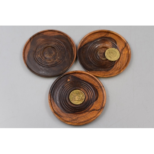 117 - Wooden Jamaican Coaster Set inlaid with George VI Farthings