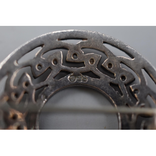 4 - A 925. Silver Circular Celtic Style Brooch.