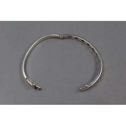 26 - Hallmarked Silver Bangle with Clear Stones in Presentation Box