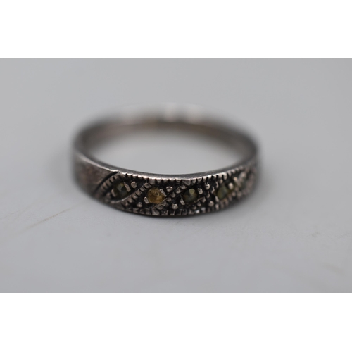 30 - A Selection of Three Silver Rings, Includes One 9ct Gold on Silver, Marcasite and Other