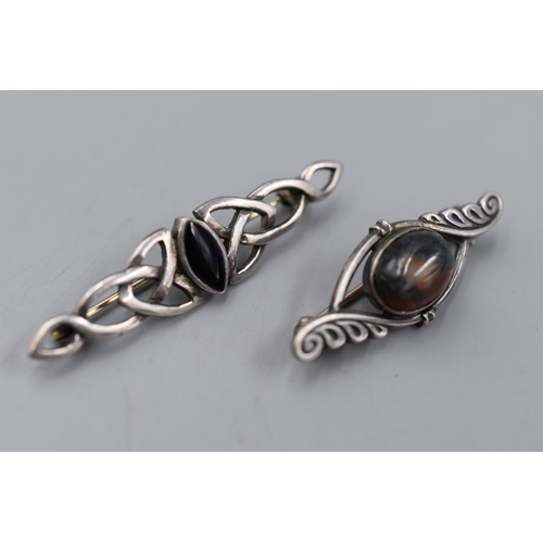 41 - Two Silver Brooches. includes 925. Silver Celtic Knot Brooch And Other.