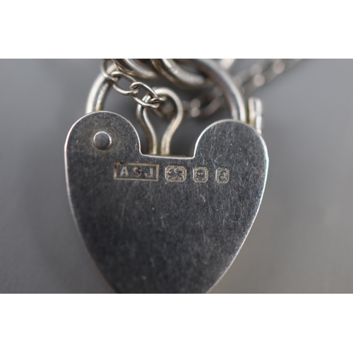 46 - Hallmarked London Silver bracelet with Heart Clasp