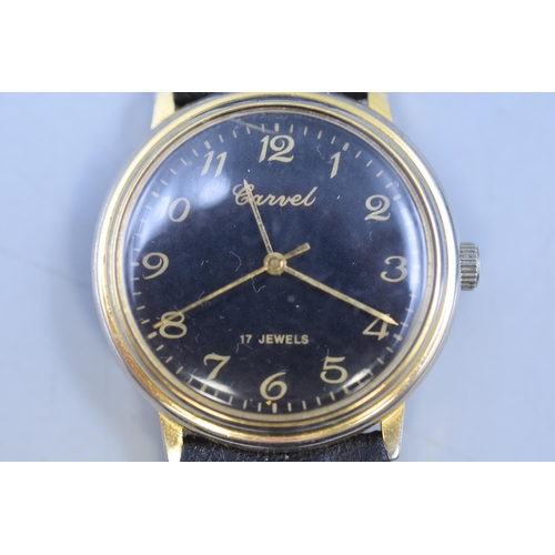 67 - Carvelle 17 Jewels Mechanical Gents Watch with Leather Strap (working)