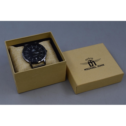 75 - Michael John Gents Watch with Chainmail Strap and original Box (Working)