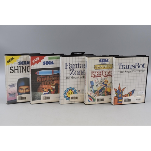 105 - Selection of Boxed Sega Master System Games, includes Paperboy (with manual), TransBot (with manual)... 