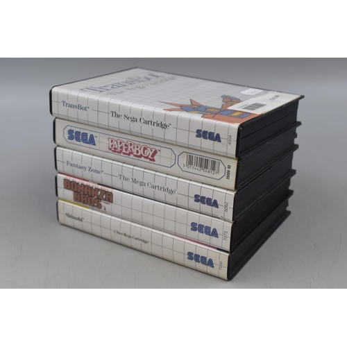 105 - Selection of Boxed Sega Master System Games, includes Paperboy (with manual), TransBot (with manual)... 