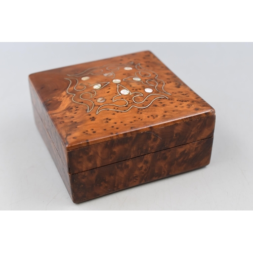 106 - Birds Eye Maple Jewellery Box with Paua Shell Decoration