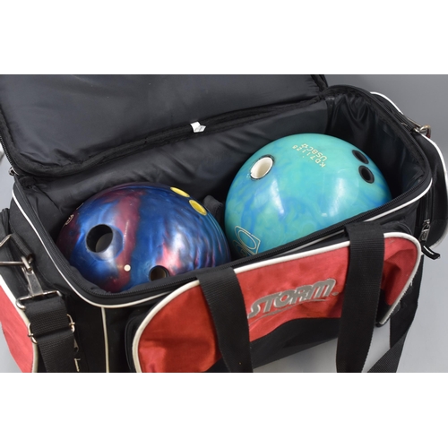 494 - Two Brunswick Bowling Balls (T Zone and C System), In A Storm Bowling Ball Holdall, With Bowling Bal... 