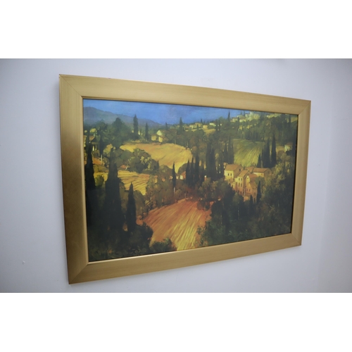 542 - Hillside - Tuscany By Phillip Craig Printed In Frame Approx 52